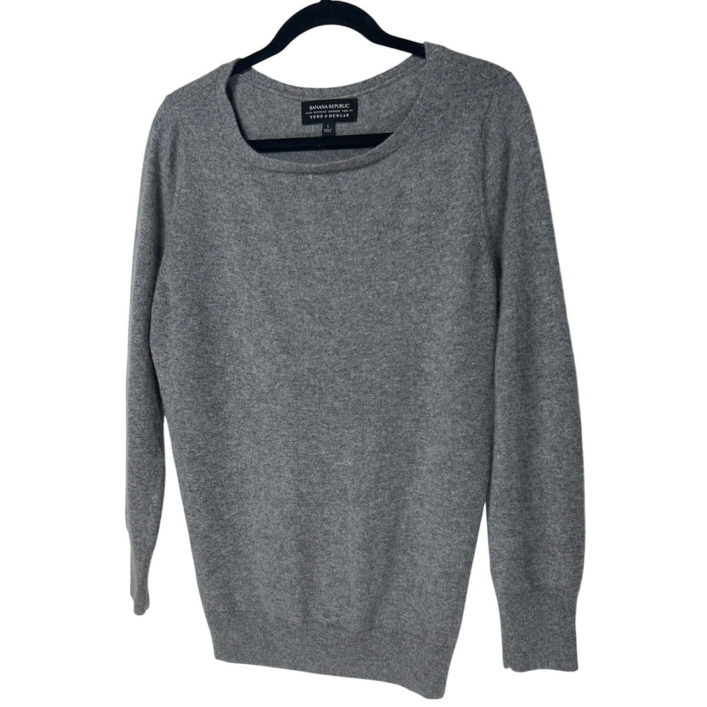 Banana Republic Todd & Duncan Scottish Cashmere Bow Back Sweater Gray L